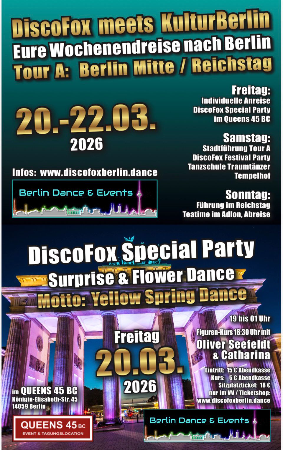 Event-Reise zur Discofox-Party nach Berlin vom 20. bis 22. März 2026